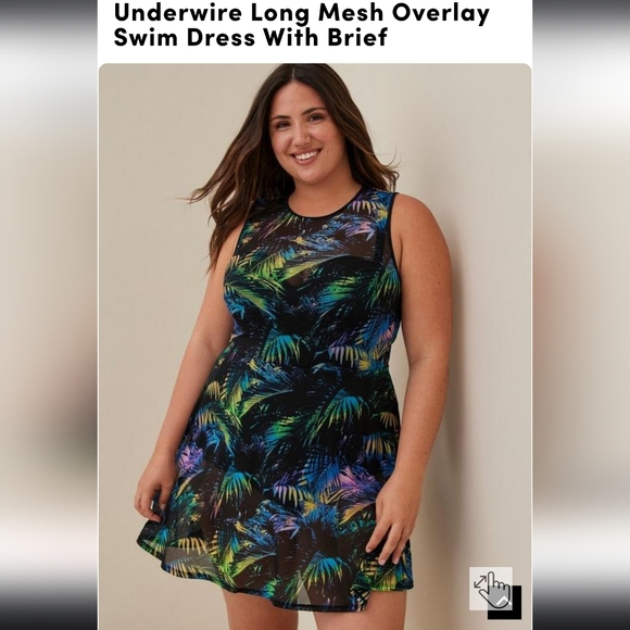 Torrid Size 2X D/DD underwire mesh overlay Swim Dress - Picture 6 of 9